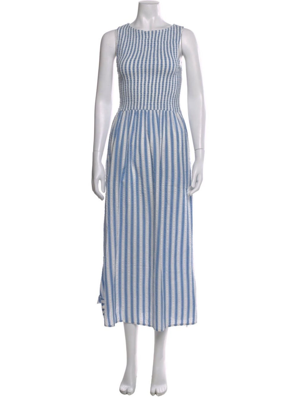 Caroline Constas 🦋 Blue Striped Smocked Nap Dress (M/L) - Picture 2 of 8